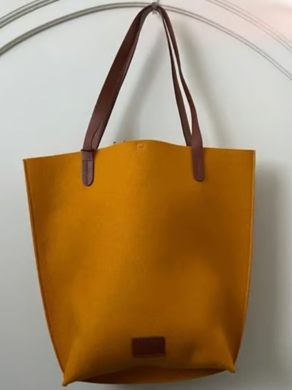 Graf Lantz Hana Tote Mustard Yellow Canvas Leather Strap Bag